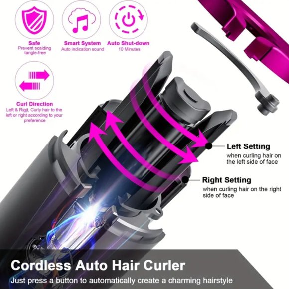 Cordless Auto Rotating Ceramic Hair Curler with Accessories - Picture 5 of 13